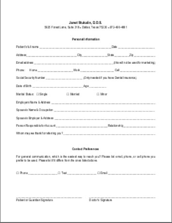 New Patient Forms Package