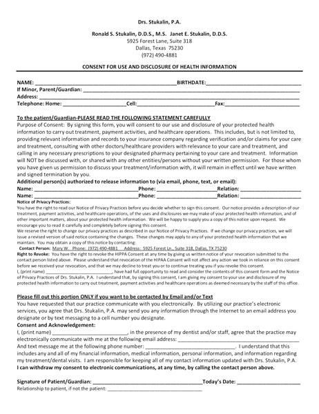 HIPAA Consent Form
